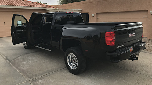 Exterior image of the 2016 Sierra Denali HD heavy-duty luxury pickup truck.